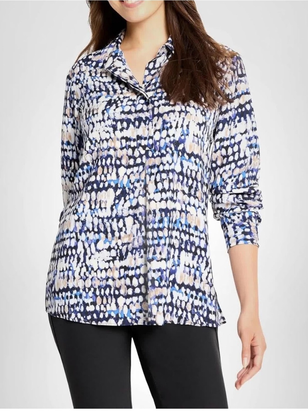 Nic+Zoe NWT $158 Harvest Dot Top Blue Multi Blouse L SOLD OUT